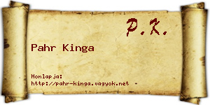 Pahr Kinga névjegykártya